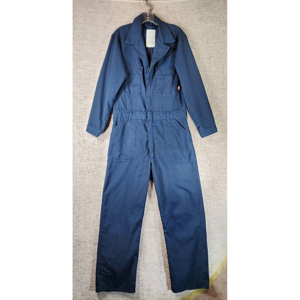 US Military FR Flame Resistant Utility Coveralls Mens 40R Navy Blue Mechanic